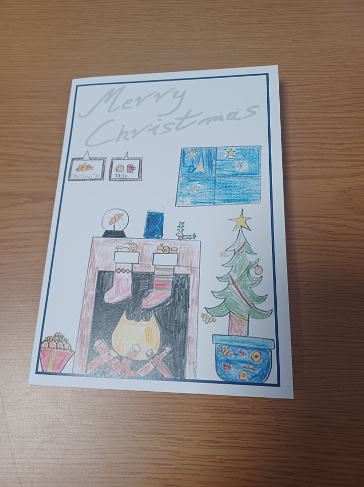 A photo of a Christmas Card designed by a Leigh Academy Snowfields student.